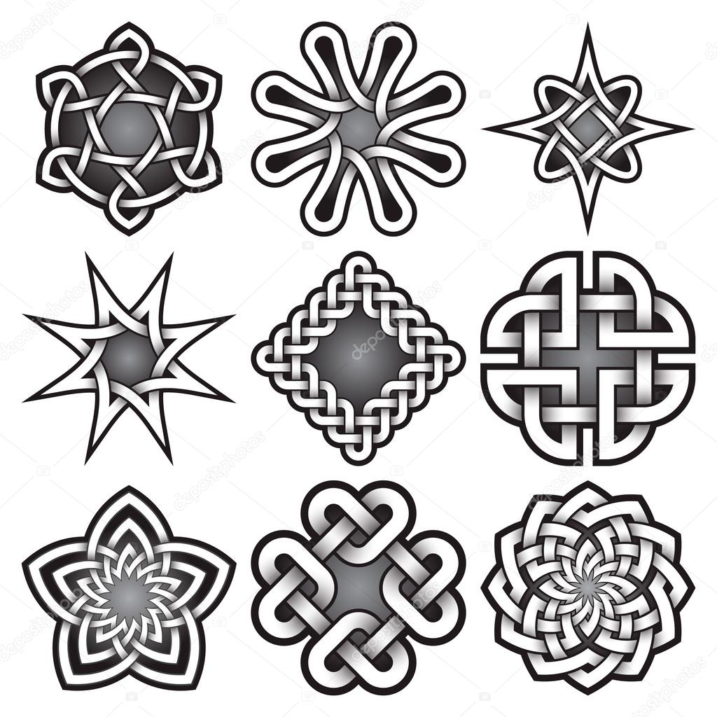 Set of logo templates in Celtic knots style