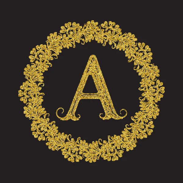Arany csillogó betűt egy monogram, vintage stílusban — Stock Vector