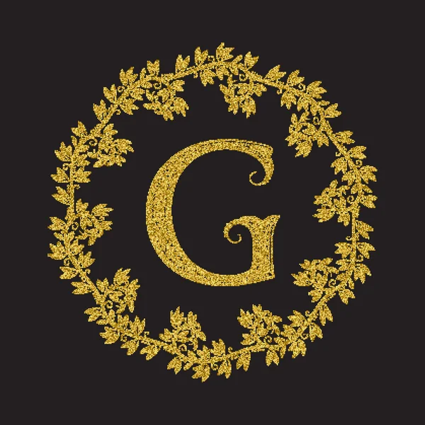 Oro scintillante lettera G monogramma in stile vintage — Vettoriale Stock