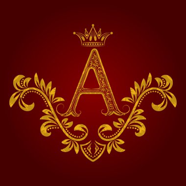 Desenli altın harf vintage tarzı bir monogram