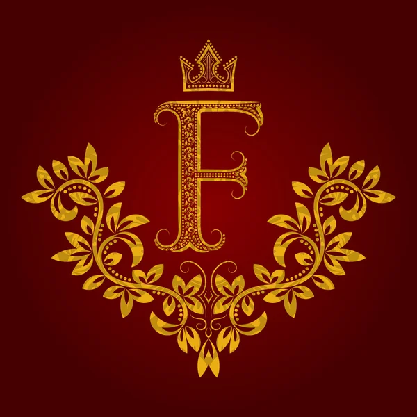 Vintage tarzı desenli altın harf F monogram