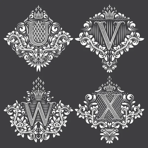 Készlet-ból formában címerek heraldikai monogramja — Stock Vector