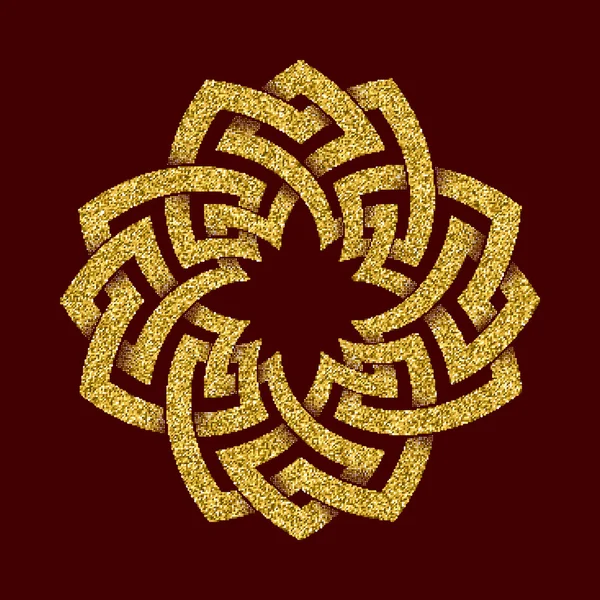 Золотий блискучий символ хрестоподібної форми — стоковий вектор