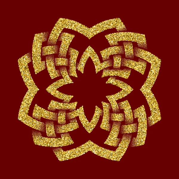 Золотой сверкающий символ в форме восьмиугольного креста — стоковый вектор