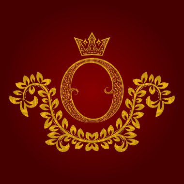 Vintage tarzı desenli altın harf O monogram