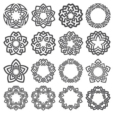 On altı pentagonal dekoratif öğeler çizgili örgü