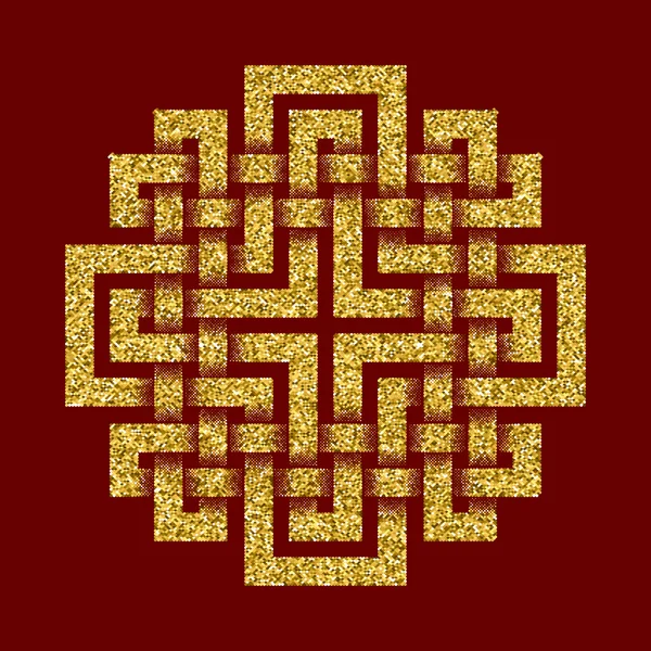 Símbolo de brilho dourado em forma de labirinto quadrado —  Vetores de Stock