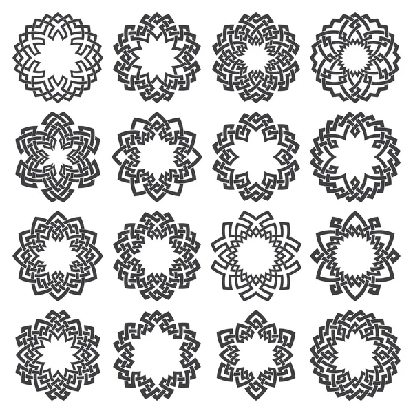 Coleção de mandalas hexagonais — Vetor de Stock
