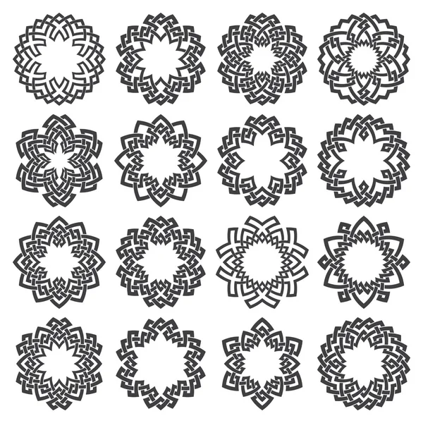 Sexkantiga mandalas samling — Stock vektor