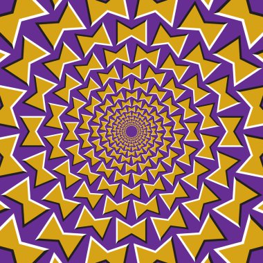 Yellow bows revolves circularly from the center on purple background. clipart