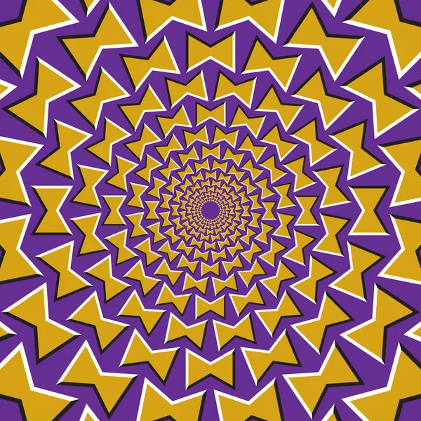 Жовті луки кругово обертаються від центру на фіолетовому фоні . — стоковий вектор