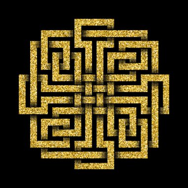 Altın ışıltılı sembolü kare labirent formu