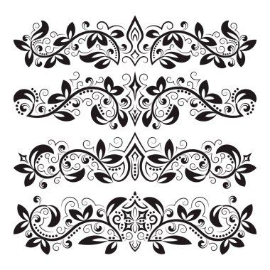 Dekoratif-süsleme elementler tasarlayın. Vintage başlık dekorasyon seti.