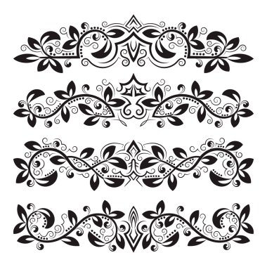 Dekoratif-süsleme elementler tasarlayın. Vintage başlık dekorasyon seti.