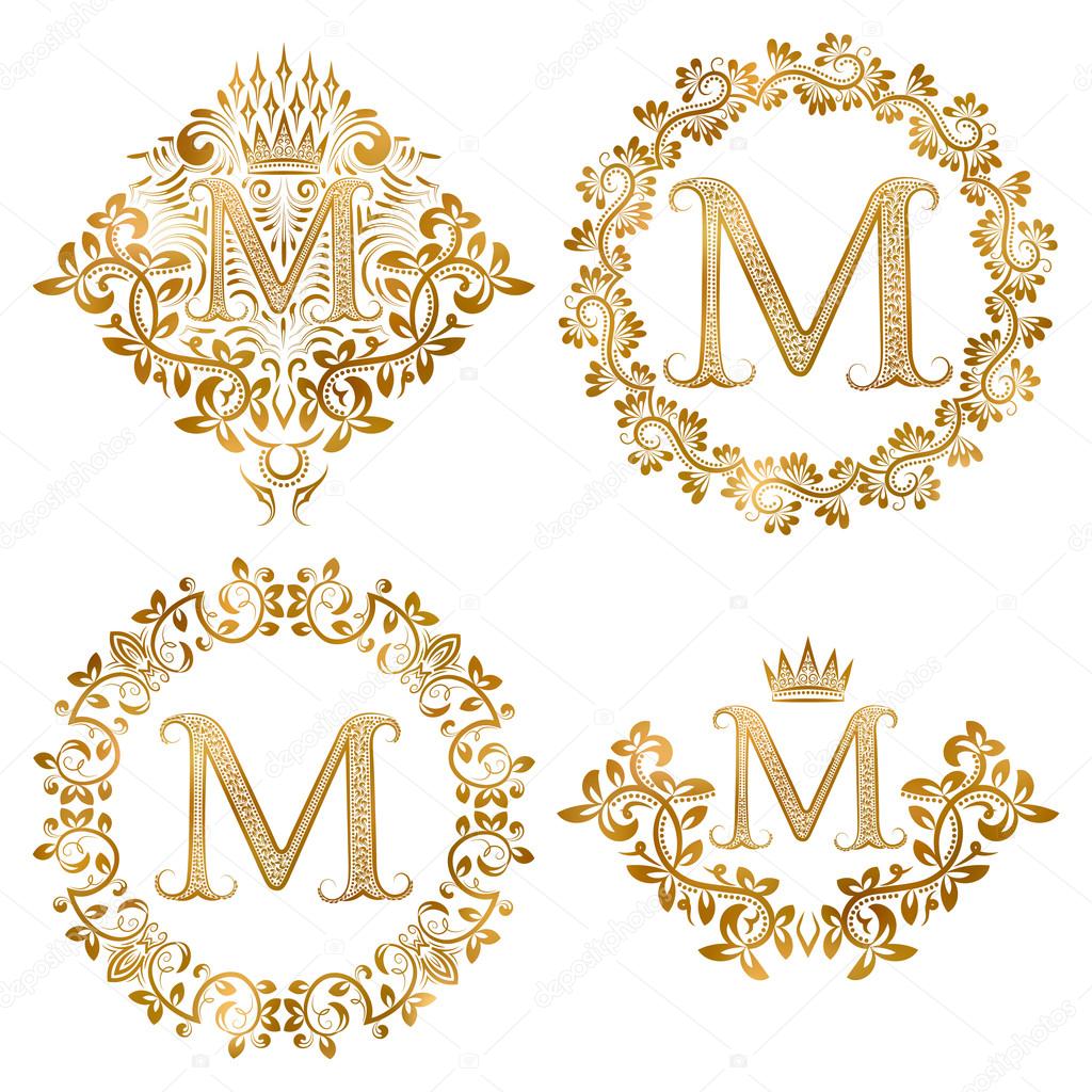 Stock ©vectordivider by monograms letter vintage M Vector Golden set. 111803342