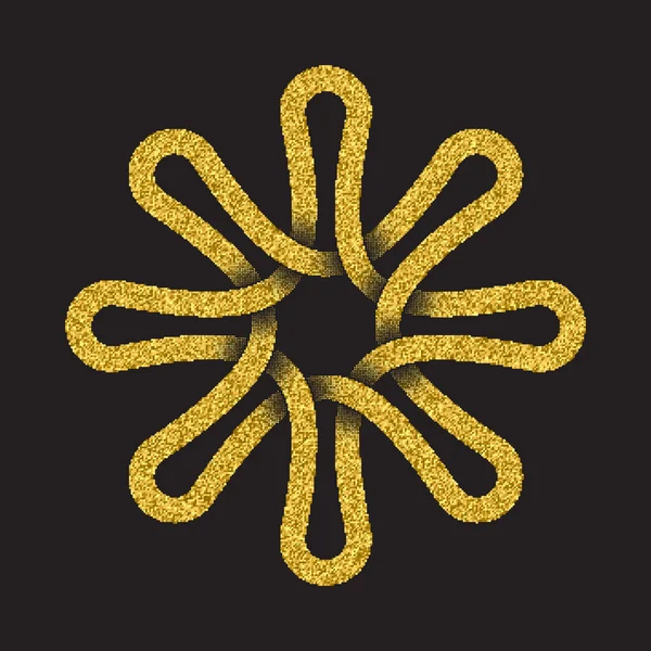 Gyllene glittrande symbol i åtta spetsiga mandala form — Stock vektor