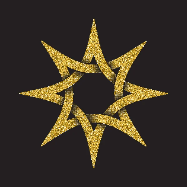 Zlaté třpytivé symbol v osmi špičaté hvězdy podobě — Stock fotografie zdarma