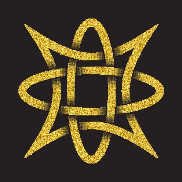 4 先の尖った星迷路形式できらびやかな黄金のシンボル — ストックベクタ
