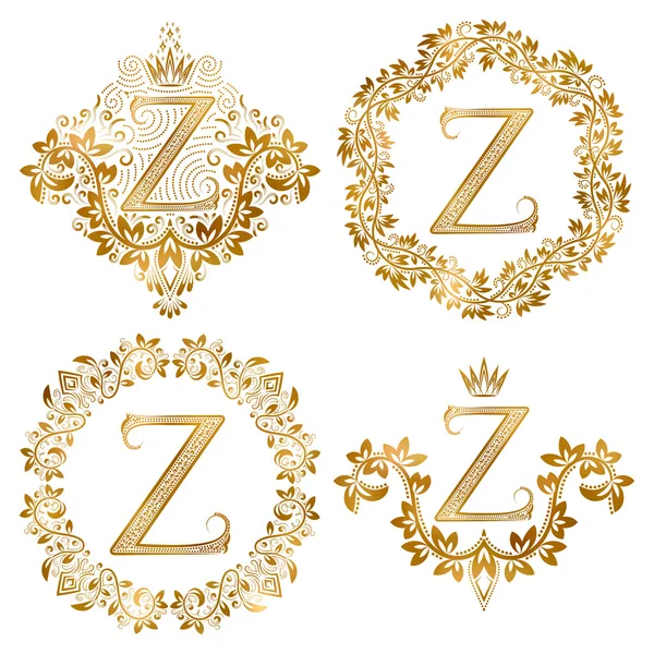 Altın Z harfi vintage Monogram ayarla