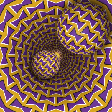 Optical illusion illustration. Two balls are moving on rotating funnel. clipart
