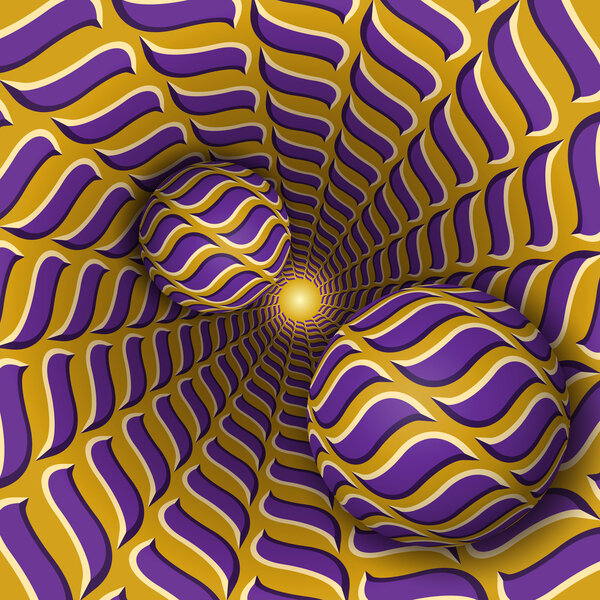 Оптическая иллюзия. Два шара движутся по вращающейся воронке
