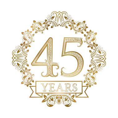 Kırk beşinci yıl yıldönümü klasik tarzı altın amblem.