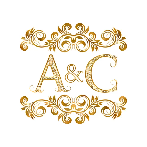 Символ логотипу зі старовинними ініціалами A&C . — стоковий вектор