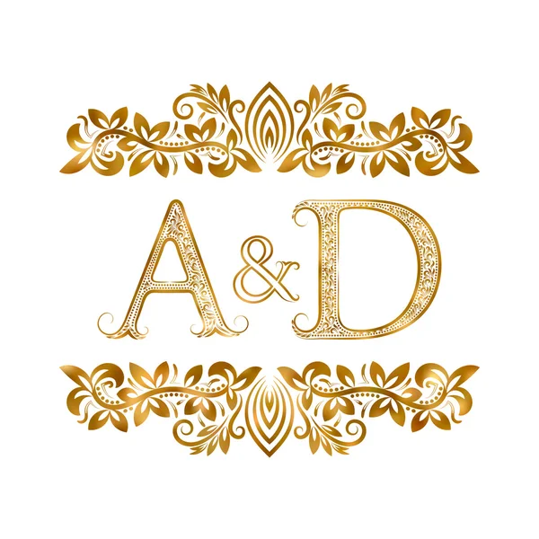 A & D vintage initialen logo symbool. — Stockvector