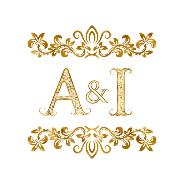 Simbolo logo sigle vintage A & I . — Vettoriale Stock