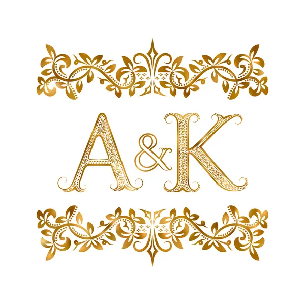 A & K vintage iniciales logotipo símbolo . — Archivo Imágenes Vectoriales