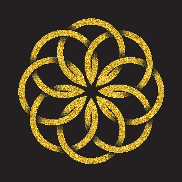 Gold glitzerndes Symbol in kreisförmiger Mandala-Form — Stockvektor