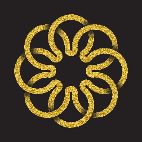 Símbolo de brilho dourado em forma de mandala circular — Vetor de Stock