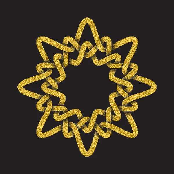 Złoty symboll błyszczące w formie mandali octagon — Wektor stockowy
