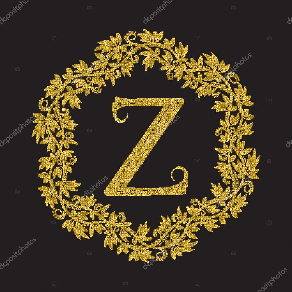 Download Golden glittering letter Z monogram in vintage style ...