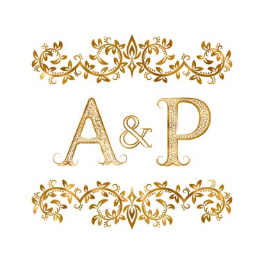 A ve P vintage baş harfleri logo simge.