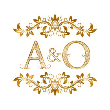 A ve O vintage baş harfleri logo simge.