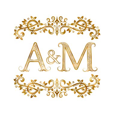 A ve M vintage baş harfleri logo simge.
