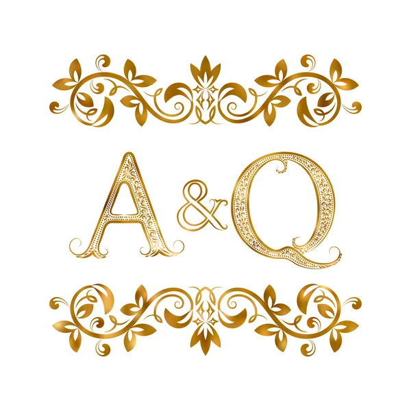 A & Q vintage iniciales logotipo símbolo . — Vector de stock