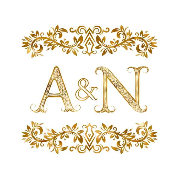 Signatura del logotipo A & N vintage initials . — Vector de stock