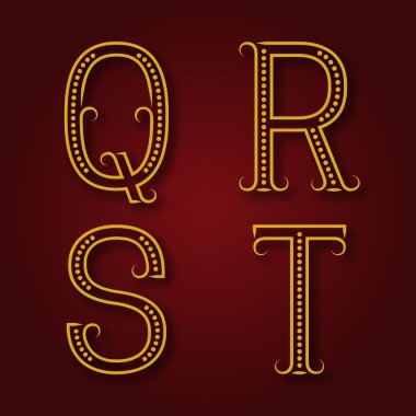 Q, R, S, T altın harflerle gölge.