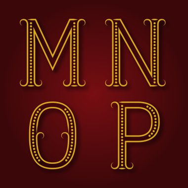 M, N, O, P altın harflerle gölge.