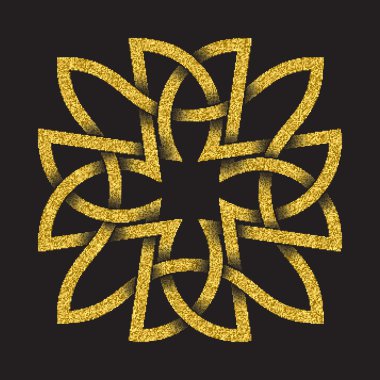 Altın ışıltılı sembolü haç labirent formu