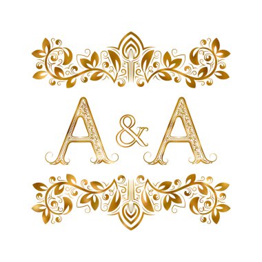 A ve A vintage baş harfleri logo simge.