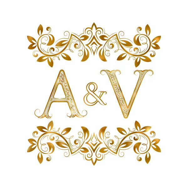 A&V vintage initials logo symbol. — Stock Vector