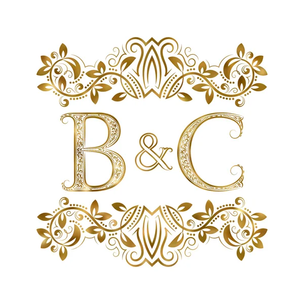 B & C vintage Monogram logo szimbólum. — Stock Vector