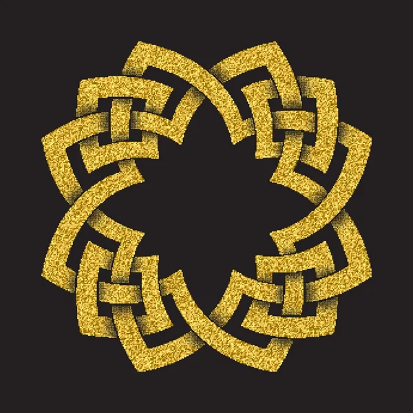 Goldenes glitzerndes Symbol in kreuzförmiger Rahmenform — Stockvektor