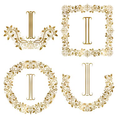 Altın süs Monogram kümesi mektup.