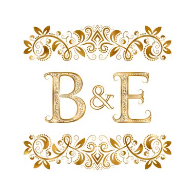 B ve E vintage baş harfleri logo simge.