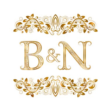 B ve N vintage baş harfleri logo simge.