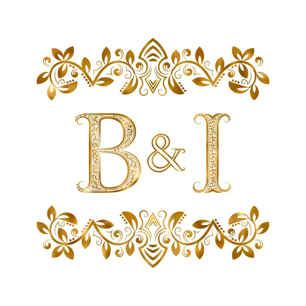 B & 我老式名字缩写标志符号. — 图库矢量图片
